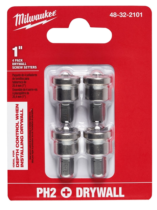 Milwaukee 48-32-2101 Drywall Screw Setter, #2 Drive, Phillips Drive, 1/4 in Shank, Hex Shank, Steel