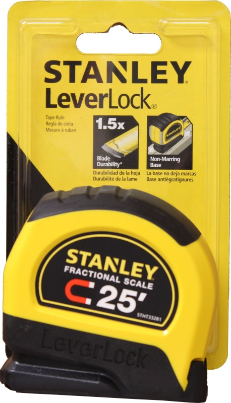 STANLEY STHT33281L Tape Measure, 25 ft L Blade, 1 in W Blade, Steel Blade, ABS Case, Black/Red Case