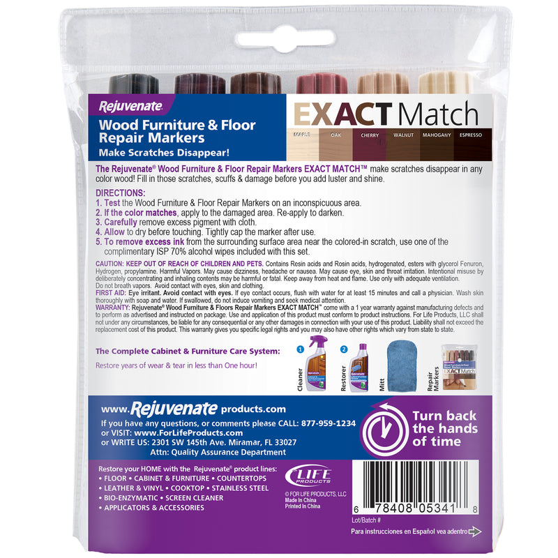 Rejuvenate Assorted Medium Tip Wood and Furniture Repair Markers 6 pk