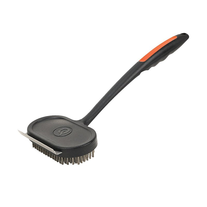 Mr. BAR-B-Q 60311Y Oversized Rectangular Grill Brush, Stainless Steel Bristle, Curved Neck, Ergonomic, Soft Grip Handle