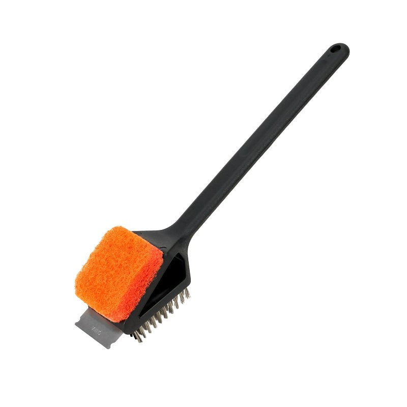 Mr. BAR-B-Q 60320Y Dual Head Grill Brush with Scrub Pad, Stainless Steel Bristle, Easy Grip Handle