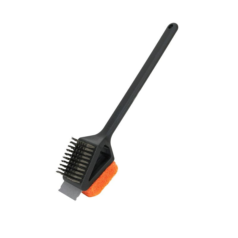 Mr. BAR-B-Q 60320Y Dual Head Grill Brush with Scrub Pad, Stainless Steel Bristle, Easy Grip Handle
