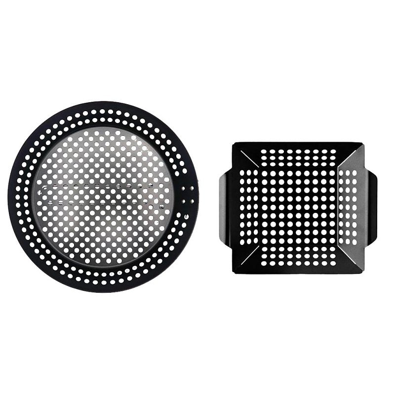 Mr. BAR-B-Q 06901Y Gourmet Grilling Topper Set, Steel, Black, For: Big Green Egg, Charcoal, Commercial Grill/Smokers