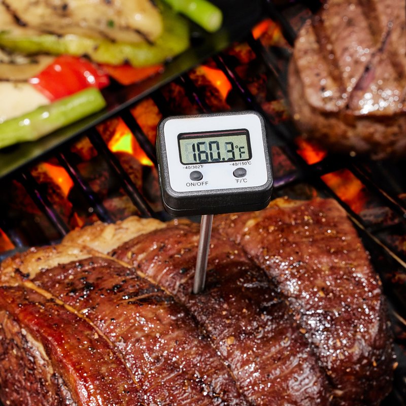 Mr. BAR-B-Q 40294Y Meat Thermometer, Digital Display, Stainless Steel Probe Material, Black