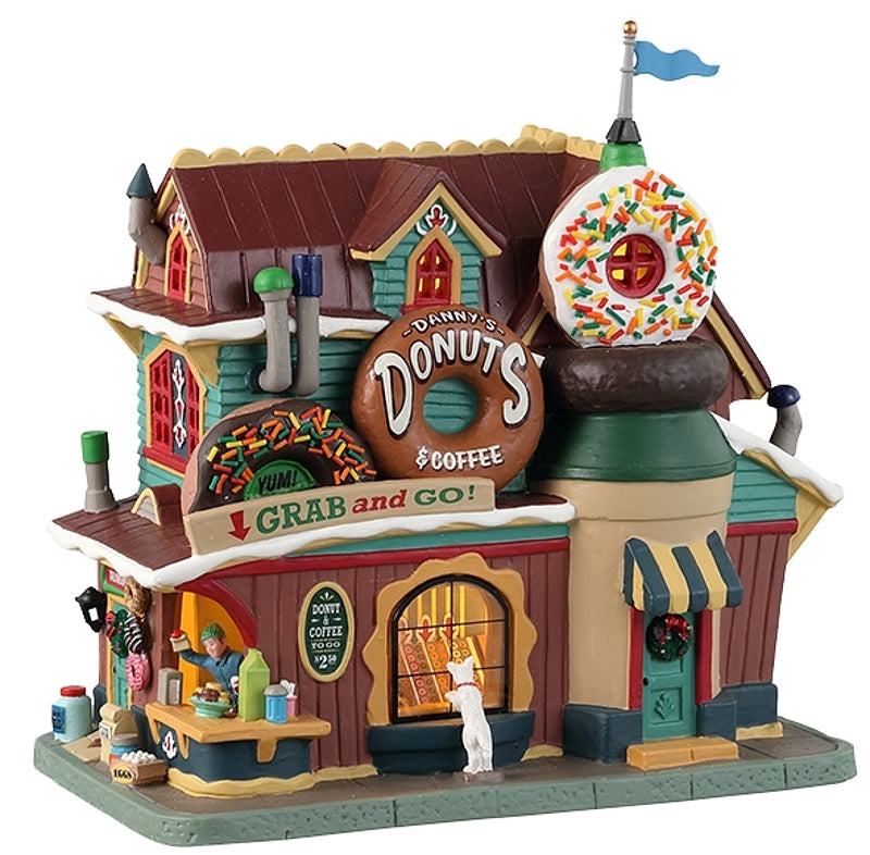Lemax 35031 Danny's Donuts and Coffee, Harvest Crossing/Christmas, Porcelain, Pack of 4