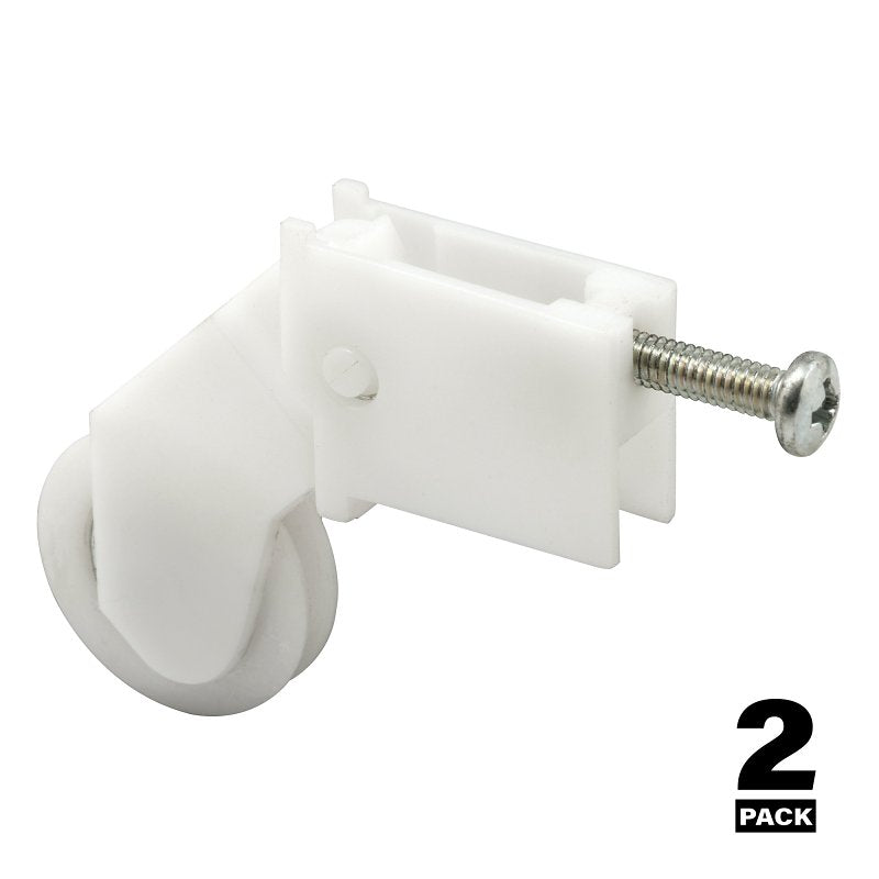 Prime-Line B 645 Roller Assembly, 1 in Dia Roller, 1/4 in W Roller, Nylon, White, 2-Roller