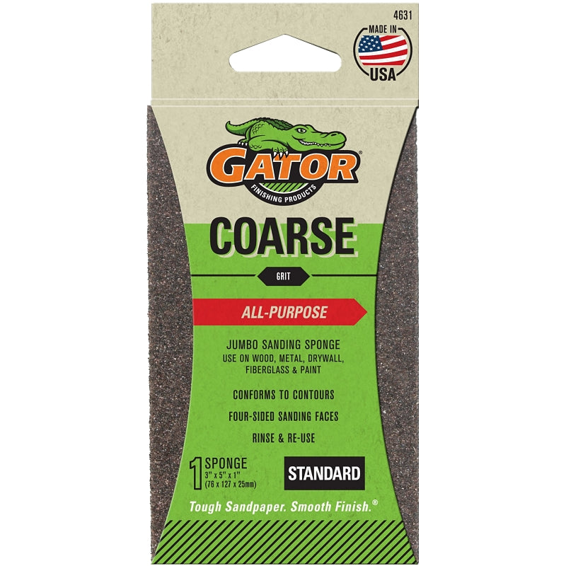 Gator 4631 Premium Sanding Sponge, 3 in L, 5 in W, 60 Grit, Coarse, Aluminum Oxide Abrasive