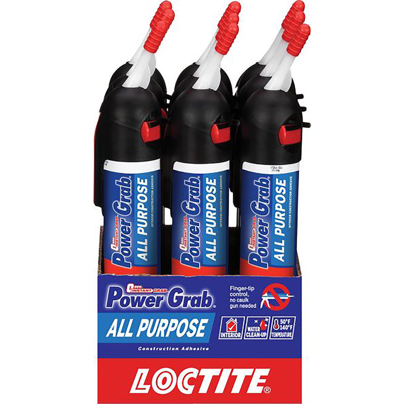 Loctite Power Grab All Purpose Synthetic Latex All Purpose Construction Adhesive 7.5 oz, Pack of 9