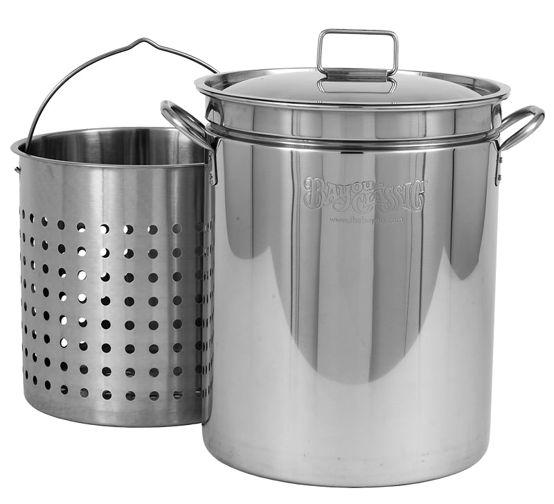 Bayou Classic 1144 Stock Pot, 44 qt Capacity, Stainless Steel