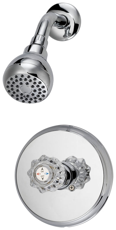 Boston Harbor GU-F1010207CP Shower Faucet, 1.75 gpm, 2-3/4 in Showerhead, Metal/Plastic, Round Showerhead, Knob Handle