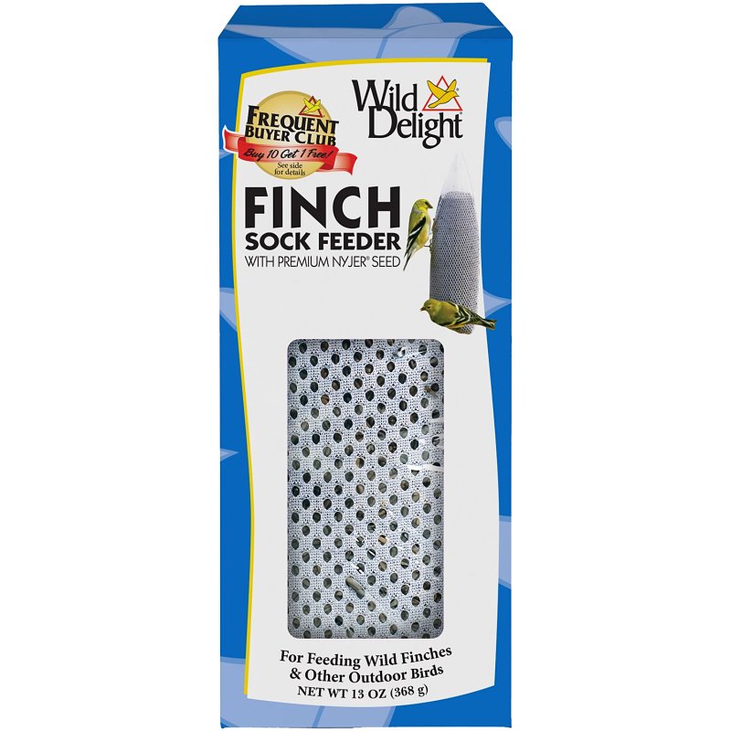Wild Delight 383040 Finch Sock Feeder with Nyjer Seed Wild Bird Food, Straight, Seed, 13 oz Box