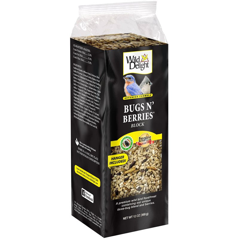 Wild Delight Bugs N' Berries 388310 Safflower Seed Wild Bird Food, 12 oz, Block