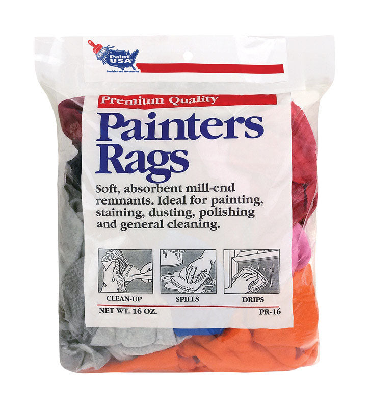 Paint USA Assorted Colors Cotton Knit Cleaning Cloth 16 oz 16 pk, Pack of 24