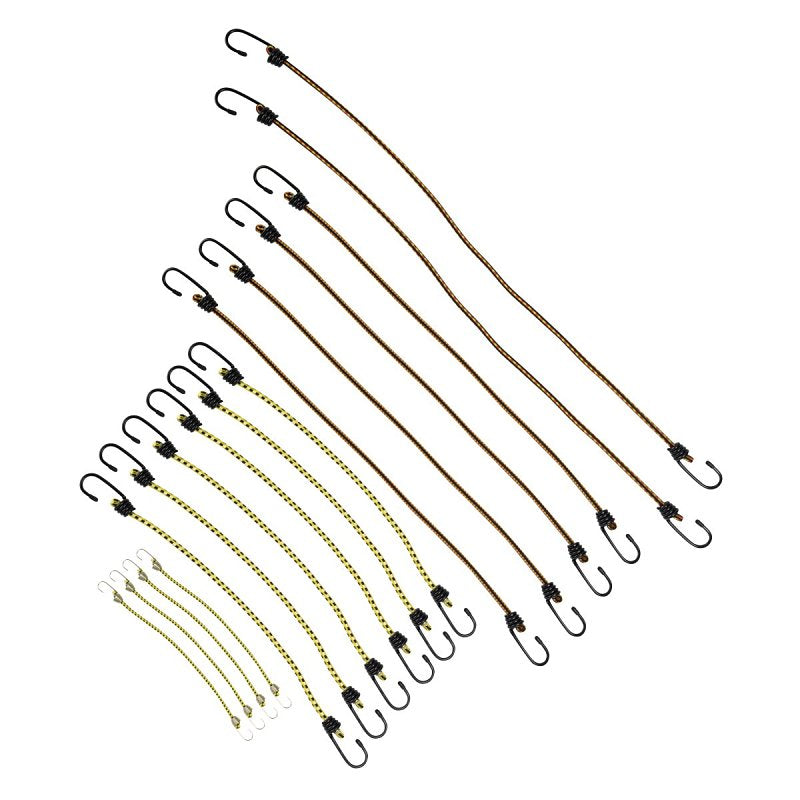 Keeper 06317 Bungee Cord Assortment, Steel End, Rubber, Hook End, 18/PK