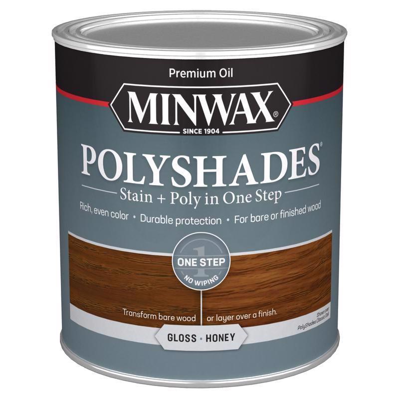 Minwax PolyShades Semi-Transparent Gloss Honey Oil-Based Stain/Polyurethane Finish 1 qt, Pack of 4