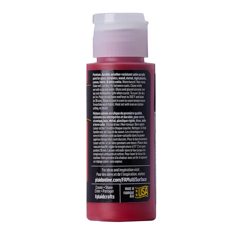 Plaid FolkArt Satin Cardinal Red Hobby Paint 2 oz, Pack of 3