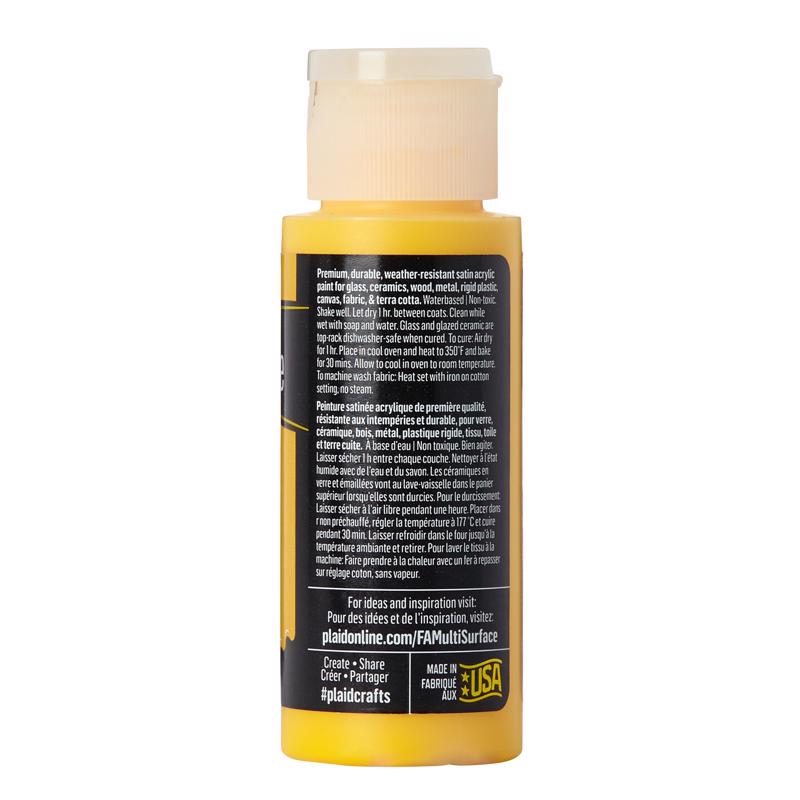 Plaid FolkArt Satin Moon Yellow Hobby Paint 2 oz, Pack of 3