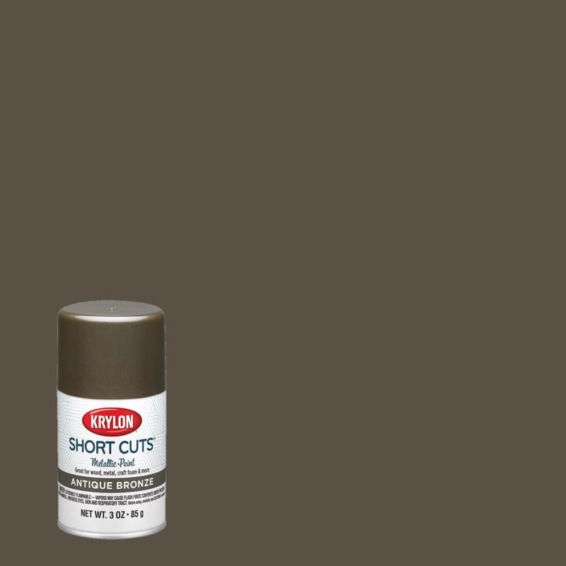 Krylon Short Cuts Metallic Antique Bronze Spray Paint 3 oz, Pack of 6
