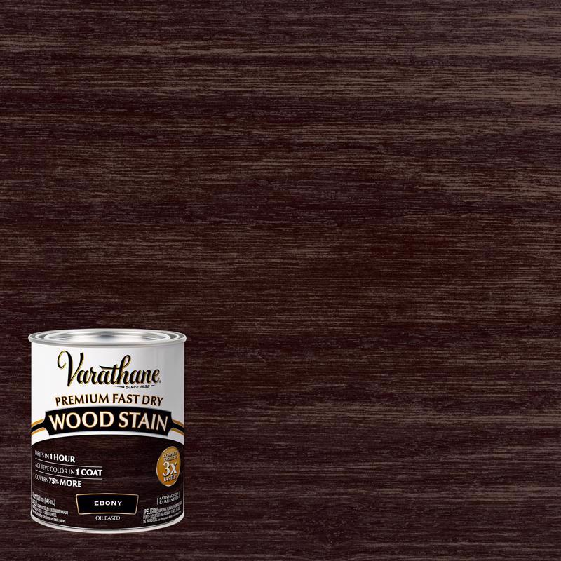Varathane Premium Semi-Transparent Ebony Oil-Based Urethane Modified Alkyd Fast Dry Wood Stain 1 qt, Pack of 2
