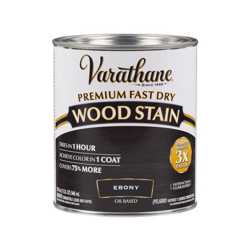 Varathane Premium Semi-Transparent Ebony Oil-Based Urethane Modified Alkyd Fast Dry Wood Stain 1 qt, Pack of 2