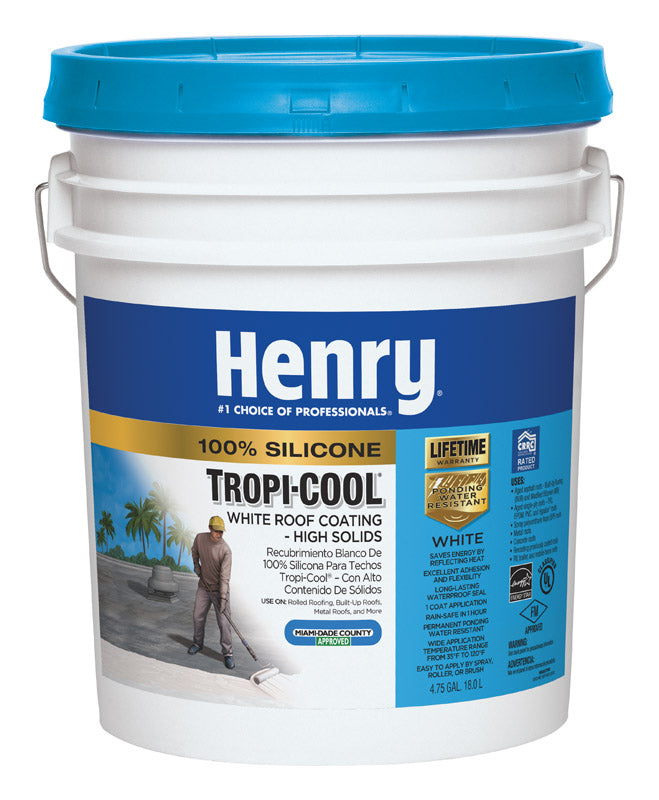 Henry Tropi-Cool Series HE887H073 Roof Coating, White, 5 gal Pail, Liquid