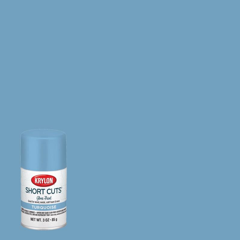 Krylon Short Cuts Gloss Turquoise Spray Paint 3 oz, Pack of 6