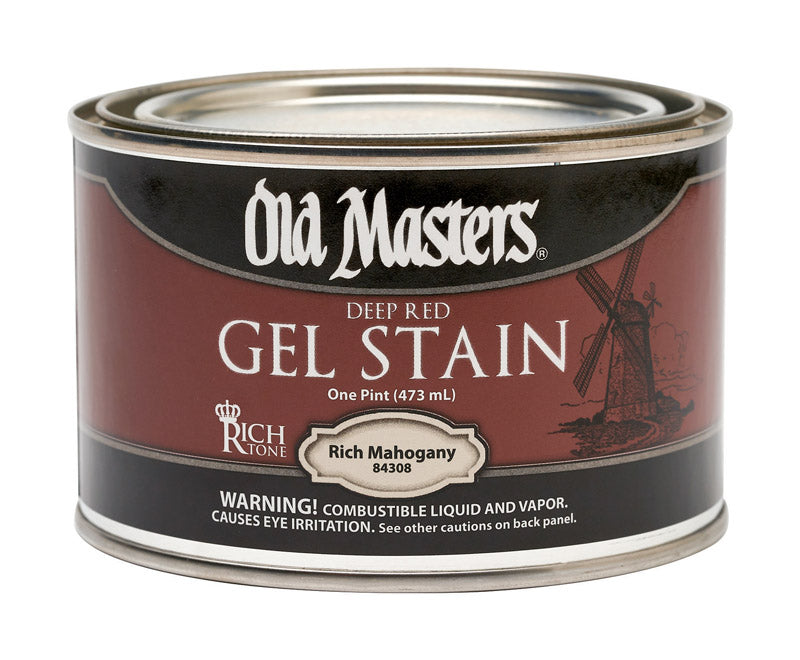 Old Masters Semi-Transparent Rich Mahogany Oil-Based Alkyd Gel Stain 1 pt, Pack of 4