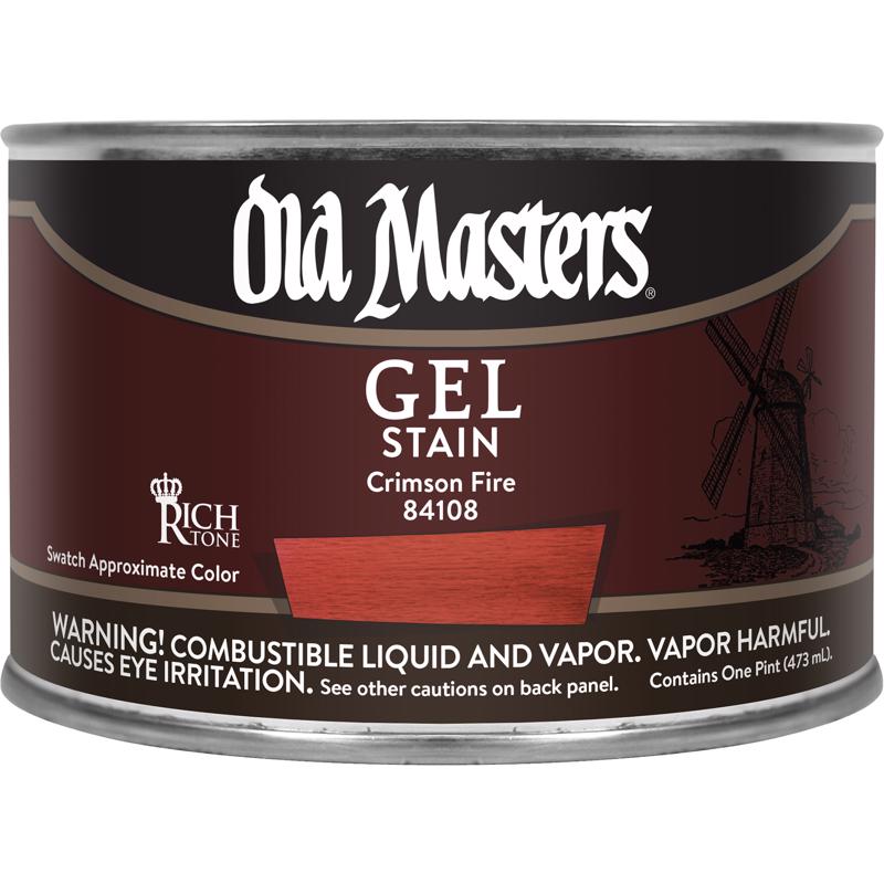 Old Masters Semi-Transparent Crimson Fire Oil-Based Alkyd Gel Stain 1 pt, Pack of 4