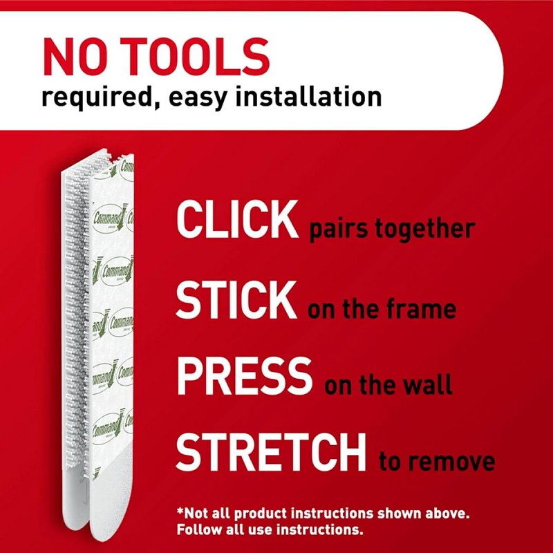 Command 17217-8ES Picture Hanging Strip, Foam Backing, White, 20 lb, 8/PR