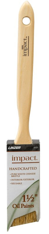 Linzer IMPACT 2522 Paint Brush, 1-1/2 in W, 2-1/4 in L Bristle, White Chinese Bristle, Angular Handle