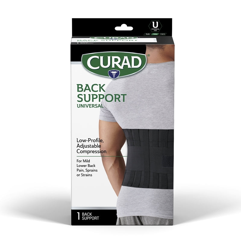 Curad ORT22000D Back Support, One-Size, Fits to Waist Size: 33 to 48 in, Elastic/Foam/Plastic, Hook and Loop Closure