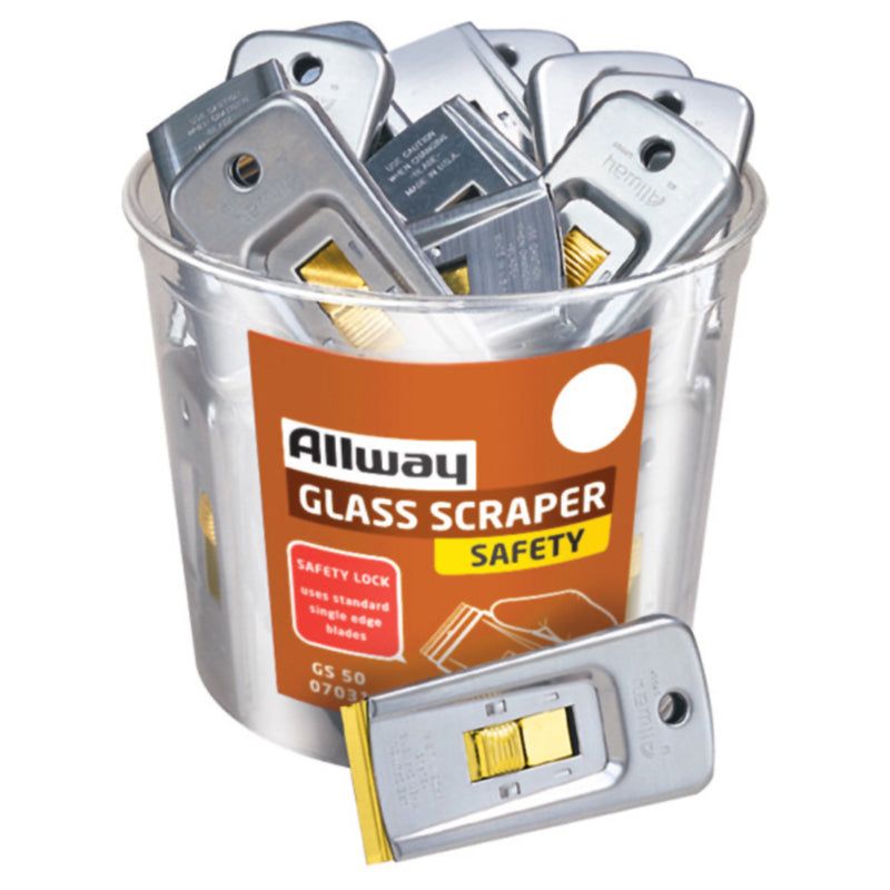 Allway Steel Retractable Glass Scraper, Pack of 50