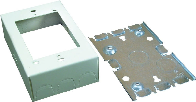 Wiremold B3 Outlet Box, 0-Knockout, Metal, Ivory, Wall Mounting