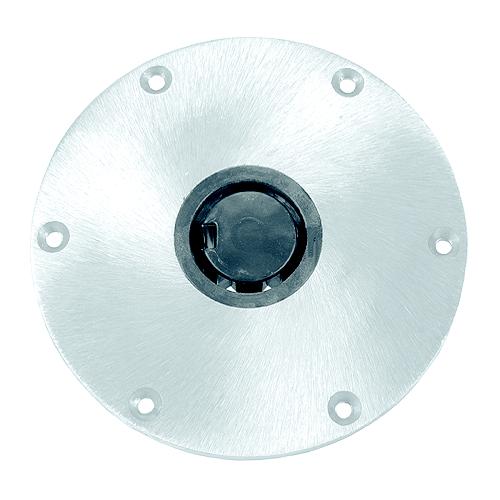 Springfield Plug-In 9″ Round Aluminum 2-3/8″ Hi-Lo Base, Satin Finish