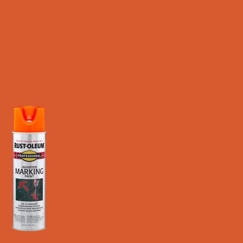 Rust-Oleum Professional Fluorescent Orange Inverted Marking Paint 15 oz, Pack of 6