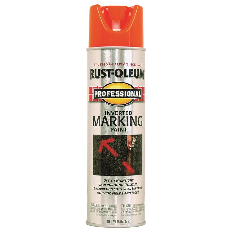 Rust-Oleum Professional Fluorescent Orange Inverted Marking Paint 15 oz, Pack of 6