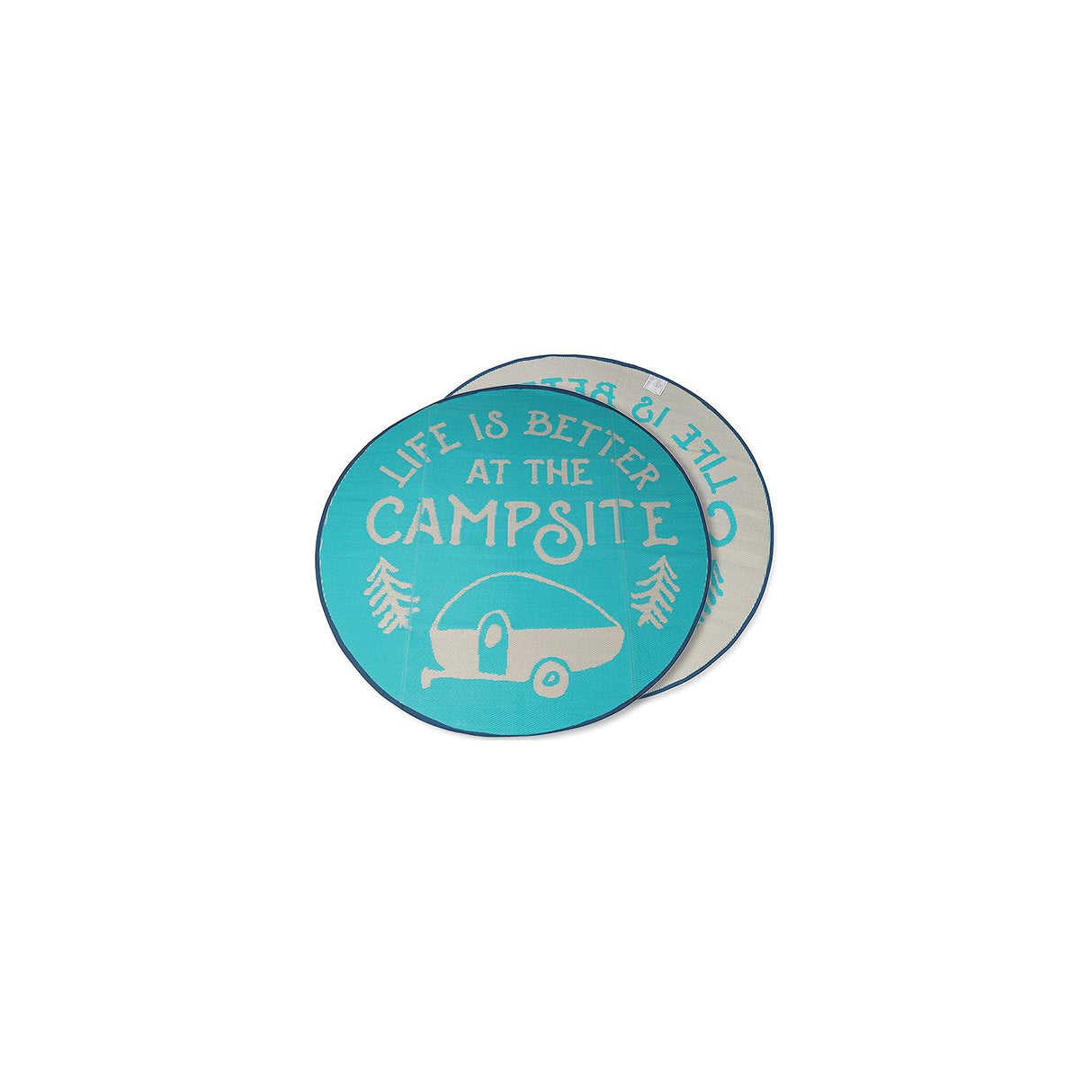 Camco 42835 6' Round Mat, Life is Better at the Campsite Pattern