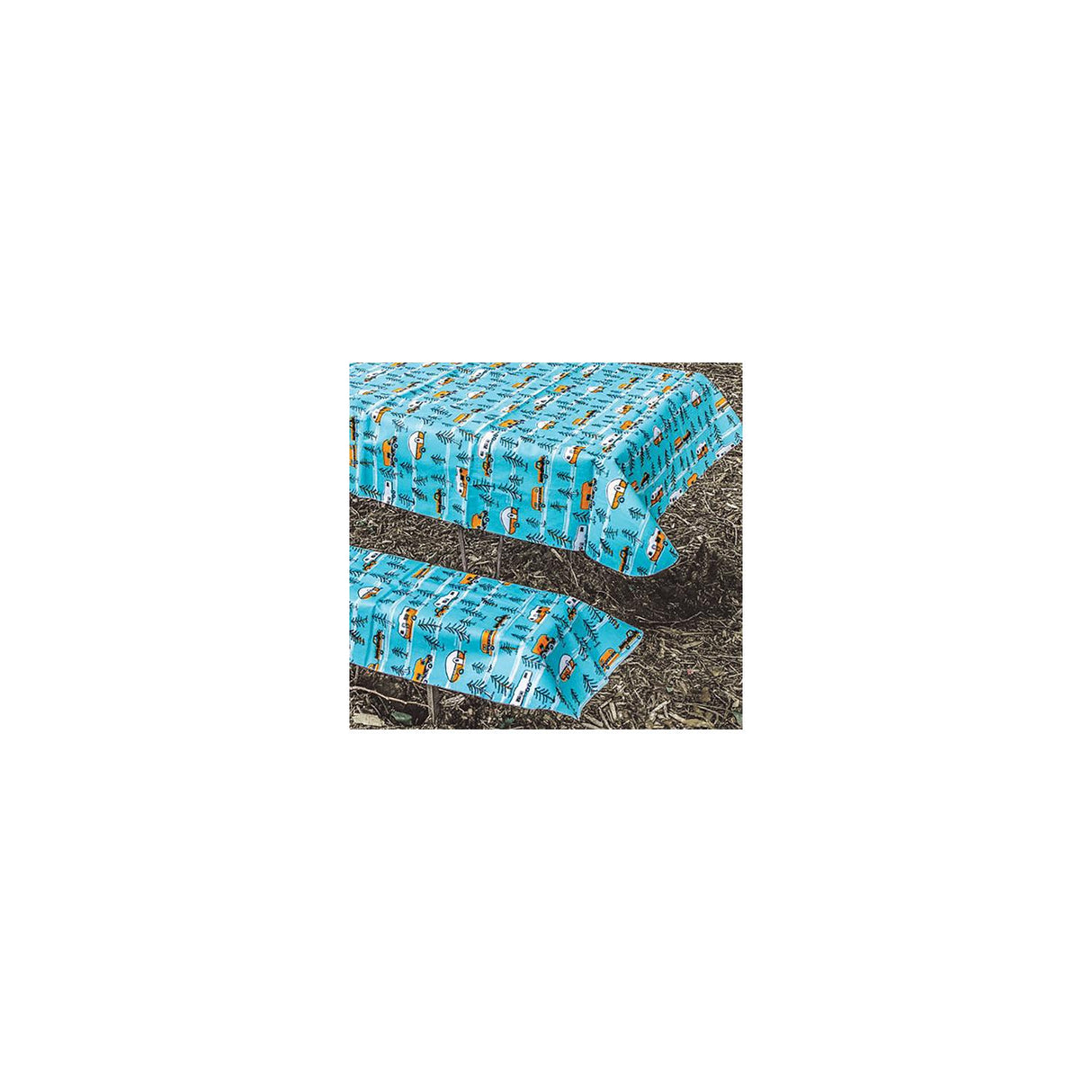 Camco 53380 Tablecloth & Bench Cover Set, Blue Multi RV Sketch