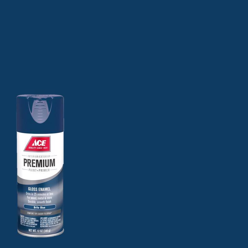 Ace Premium Gloss Brite Blue Paint + Primer Enamel Spray 12 oz, Pack of 6