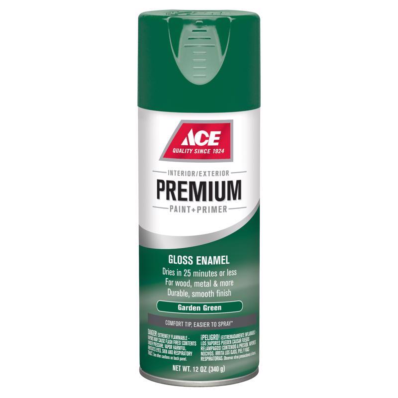 Ace Premium Gloss Garden Green Paint + Primer Enamel Spray 12 oz, Pack of 6