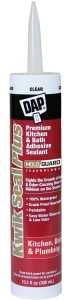 DAP 18516 Adhesive Sealant, Clear, 24 hr Curing, -20 to 150 deg F, 10.1 oz Tube