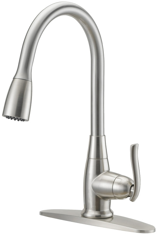 Boston Harbor FP4A0000NP Faucet Pull-Down Kitchen Faucet, 1.8 gpm, 1-Faucet Handle, 1, 3-Faucet Hole, Stainless Steel