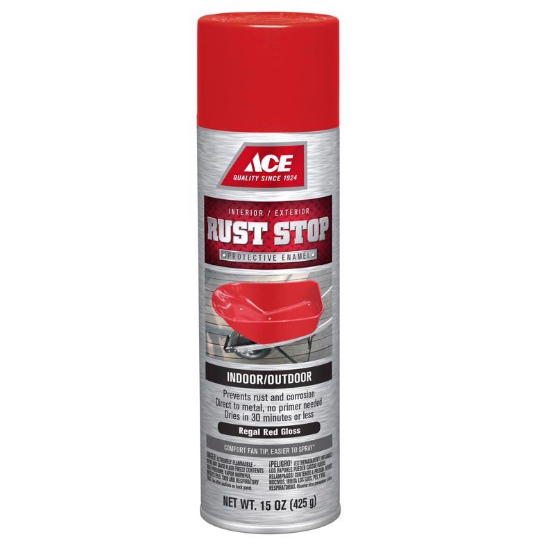 Ace Rust Stop Gloss Regal Red Protective Enamel Spray Paint 15 oz, Pack of 6