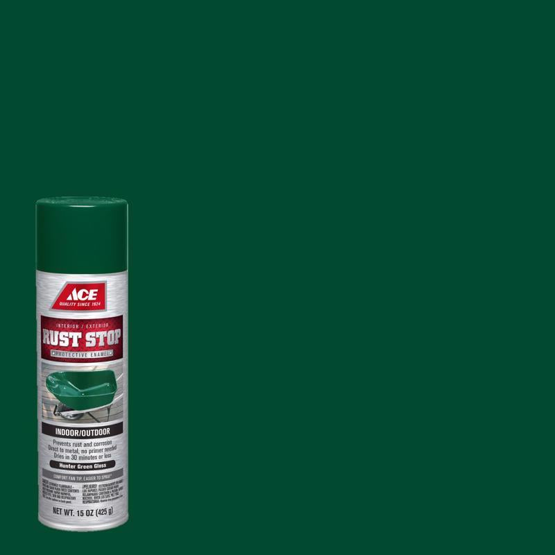 Ace Rust Stop Gloss Hunter Green Protective Enamel Spray Paint 15 oz, Pack of 6