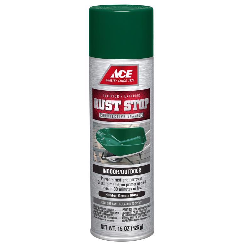 Ace Rust Stop Gloss Hunter Green Protective Enamel Spray Paint 15 oz, Pack of 6