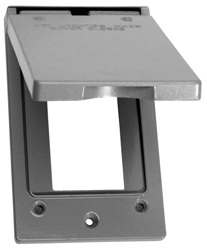 BWF 511V-1 Cover, 4-9/16 in L, 2-13/16 in W, 1-Gang, Metal, Gray, Powder-Coated