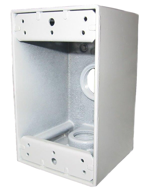 Teddico/Bwf B-5WV Outlet Box, 18.3 cu-in, 3-1/2 in, 1-Gang, 3-Knockout, Metal, White, Powder-Coated