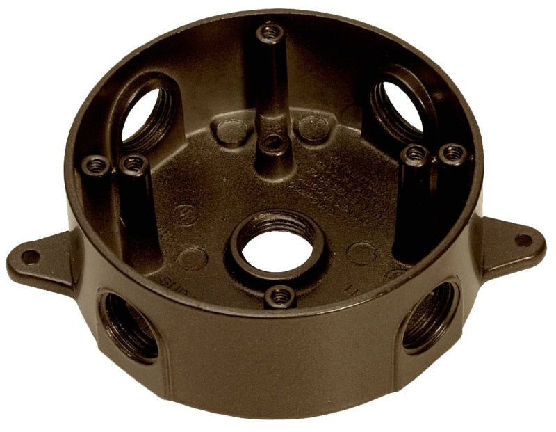 Teddico/Bwf RB-5AV Outlet Box, 5-Knockout, 5-1/2 in, Metal, Bronze, Powder-Coated