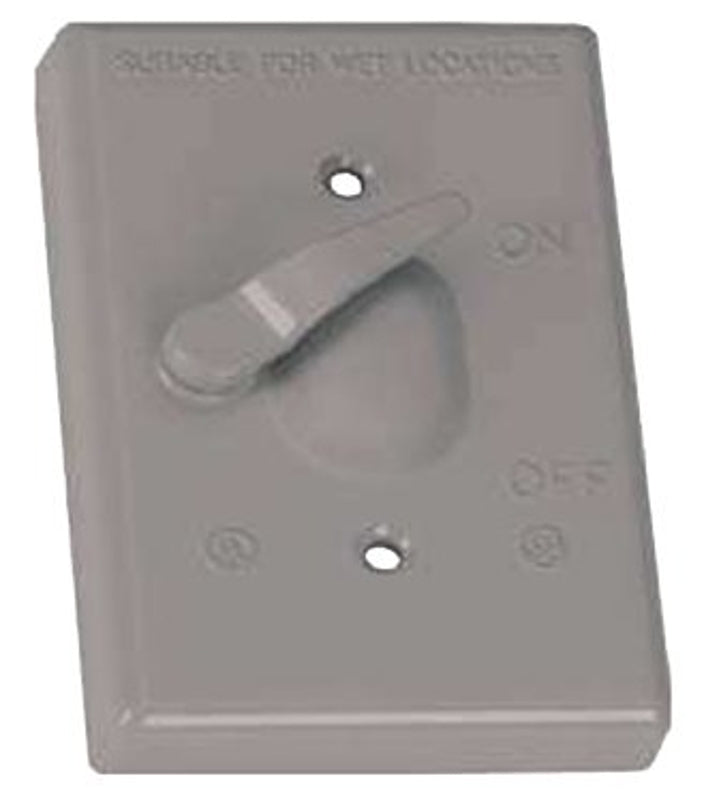 BWF TS-11V Switch Cover, Toggle, 4-9/16 in L, 2-13/16 in W, Rectangular, 1-Gang, Metal, Gray, 18/PK, Powder-Coated