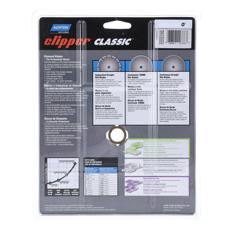 Norton Clipper Classic 07660702786 General-Purpose Dry Segmented Portable Blade, 1.376 in L, 7 in W, Diamond